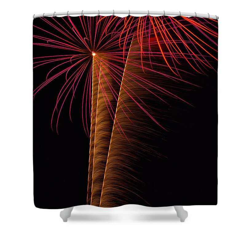 Fireworks Shower Curtain featuring the photograph Fireworks Zoom by Meta Gatschenberger