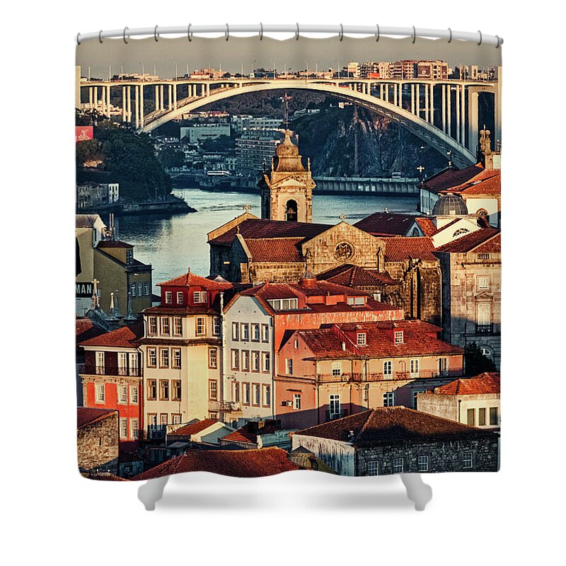 Porto Shower Curtain featuring the photograph First Light On Porto #4 - Portugal by Stuart Litoff