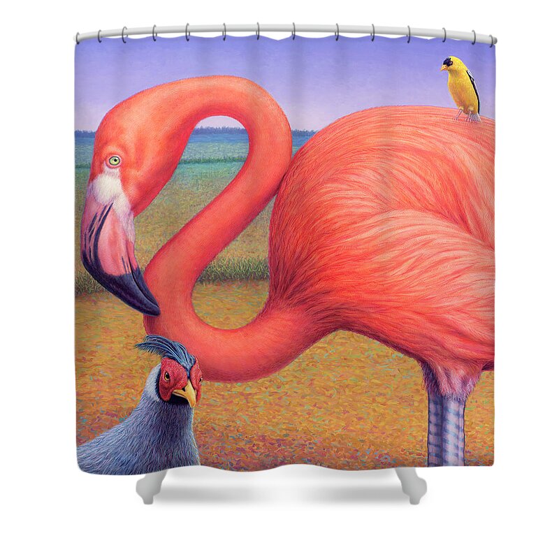 Flamingo Shower Curtain featuring the painting Fish Out of Water by James W Johnson