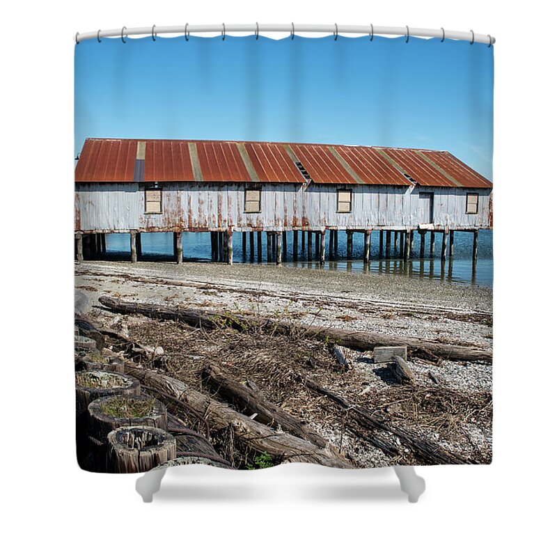 Fish Warehouse And Activities Center Shower Curtain featuring the photograph Fish Warehouse and Activities Center by Tom Cochran