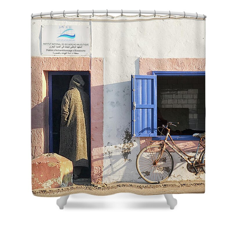 Essaouira Shower Curtain featuring the photograph Fisherman Enquiry by Jessica Levant