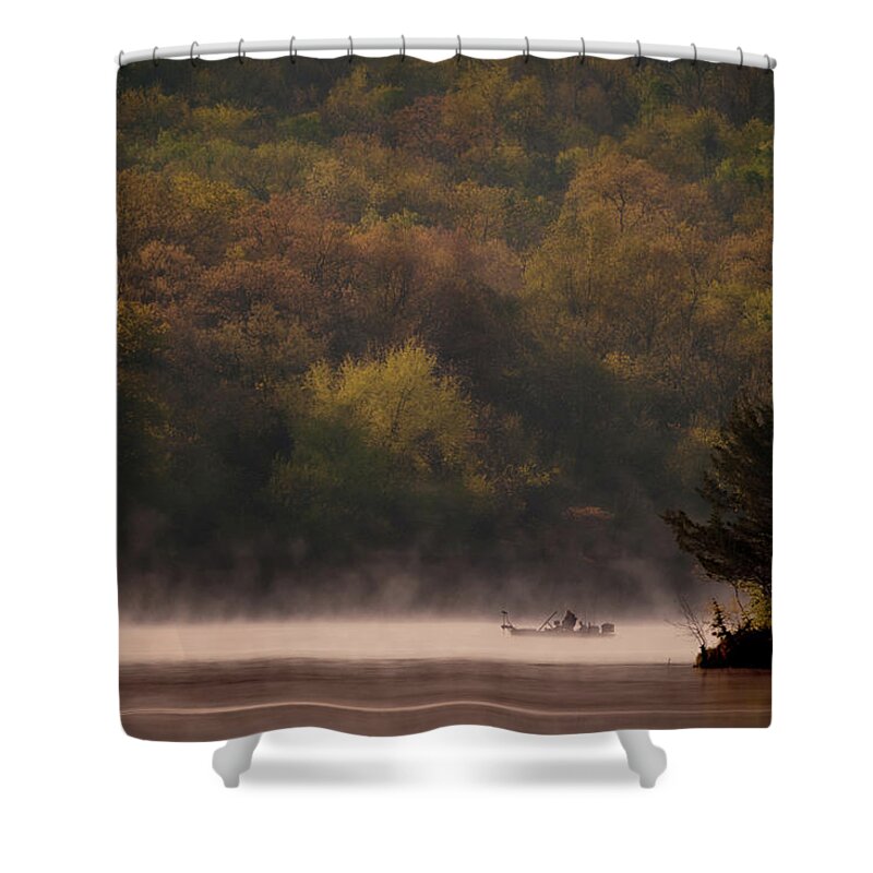 Fishing Shower Curtain featuring the photograph Fisherman Mist by Jeff Phillippi
