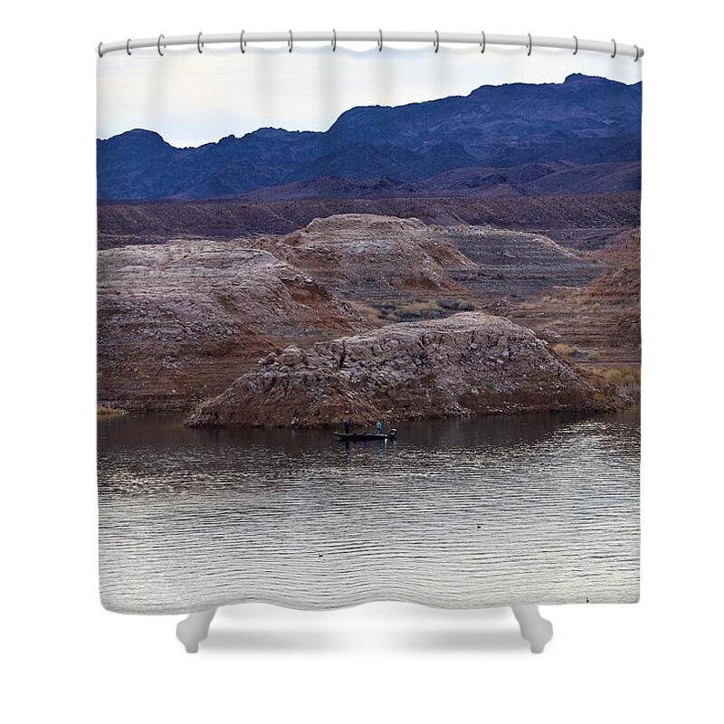 Lake Mead Shower Curtain featuring the photograph Fishermen by Maria Jansson