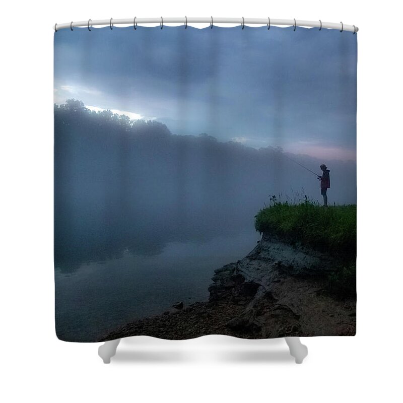 Fishing Shower Curtain featuring the photograph Fishing the White River 2 by Joe Kopp