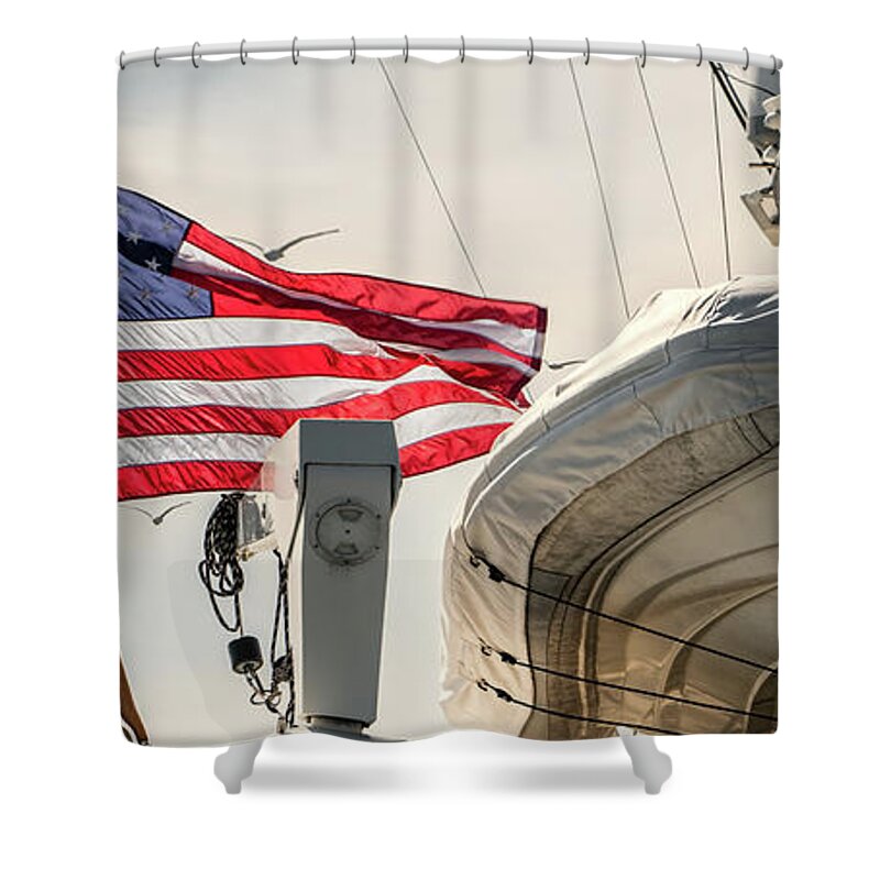 Boat Shower Curtain featuring the photograph Flags 4 by Bill Chizek