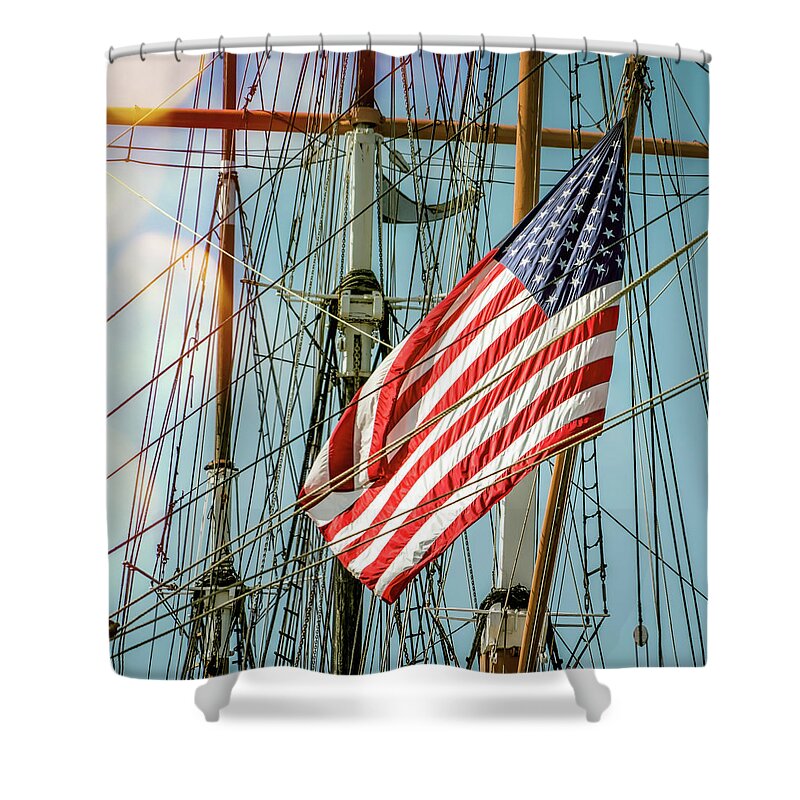 Flag Shower Curtain featuring the photograph Flags 8 Napa by Bill Chizek