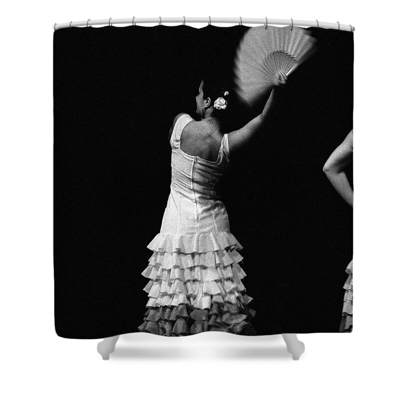 Ballet Dancer Shower Curtain featuring the photograph Flamenco Lace Fan by T-immagini