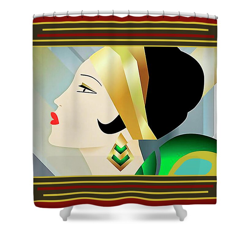 Flapper With Border Shower Curtain featuring the digital art Flapper With Border by Chuck Staley