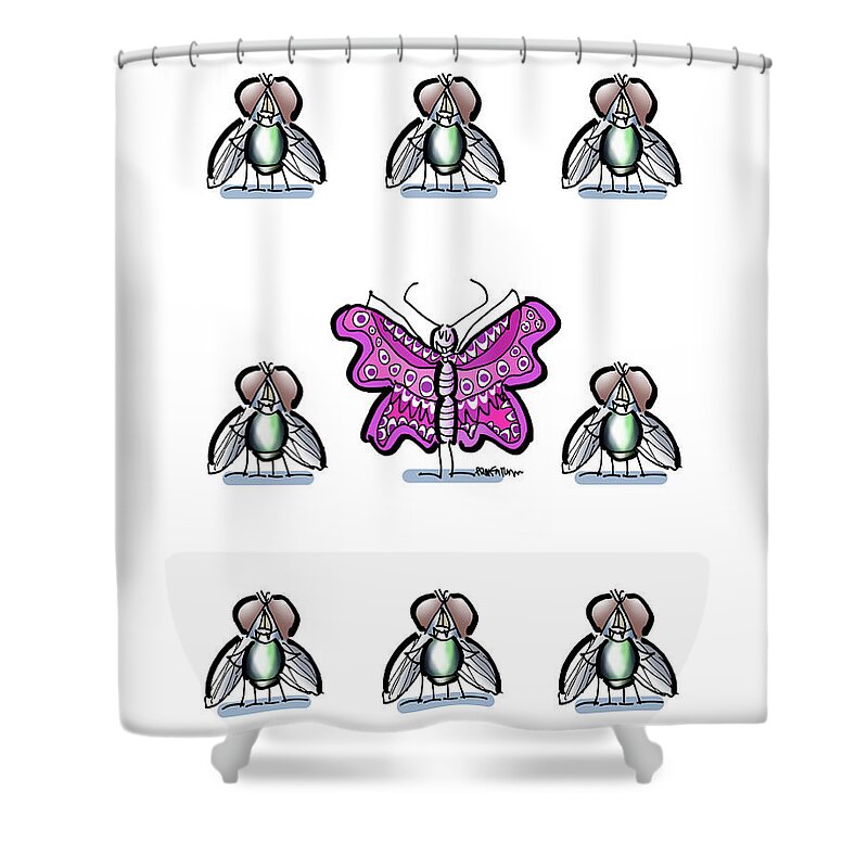 Insects Shower Curtain featuring the digital art Flaunt It No. 3 by Mark Armstrong