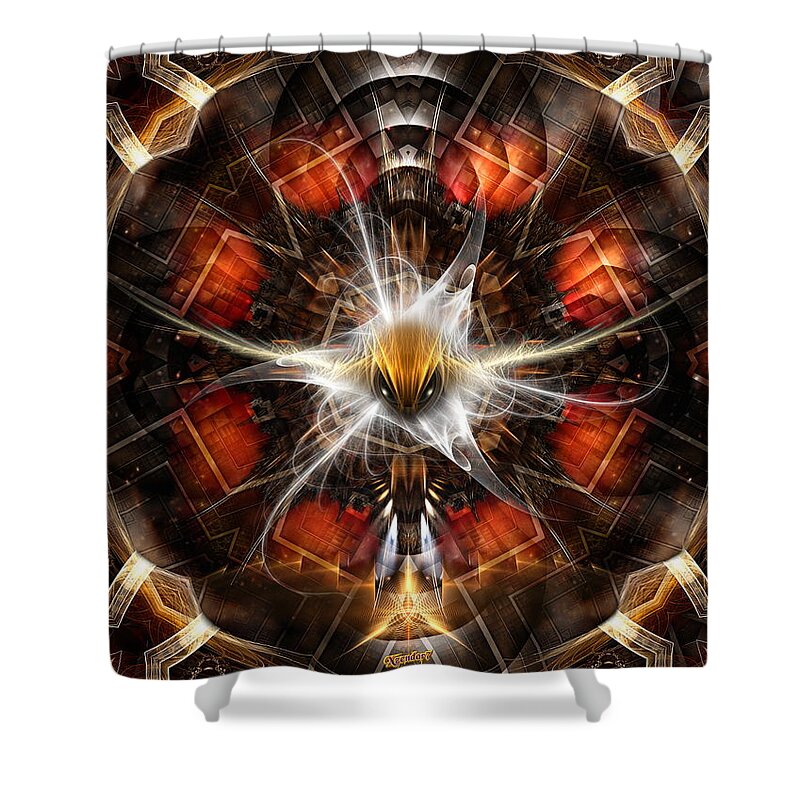 Flight Of Fire Shower Curtain featuring the digital art Flight Of Fire Fractal Art by Rolando Burbon