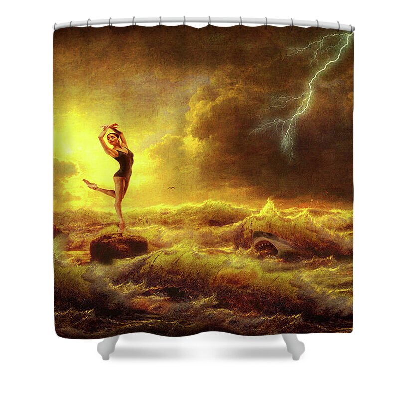 Dancer Shower Curtain featuring the digital art Flirting With Disaster by Mark Allen