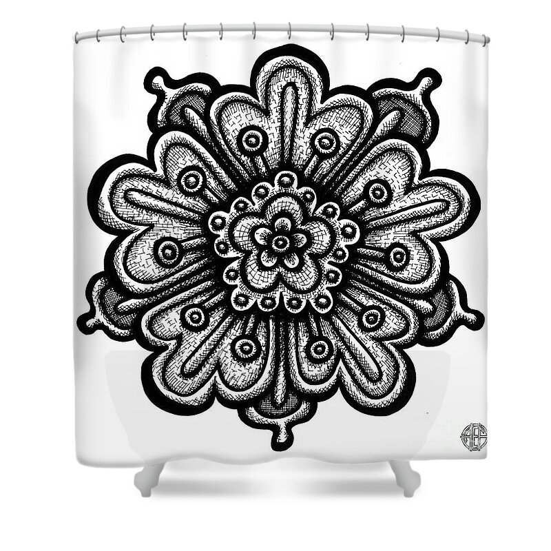 Flower Shower Curtain featuring the drawing Floral Icon 73 by Amy E Fraser