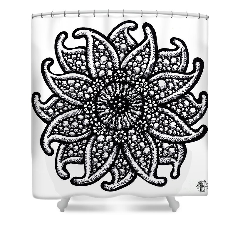 Flower Shower Curtain featuring the drawing Floral Icon 75 by Amy E Fraser
