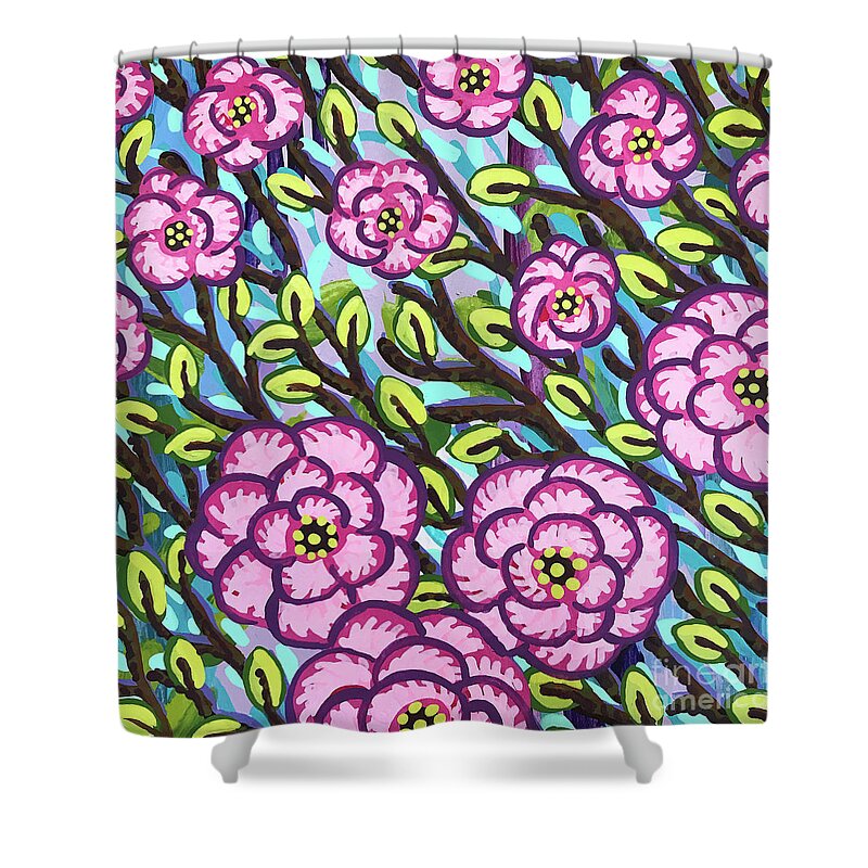 Floral Shower Curtain featuring the painting Floral Whimsy 3 by Amy E Fraser