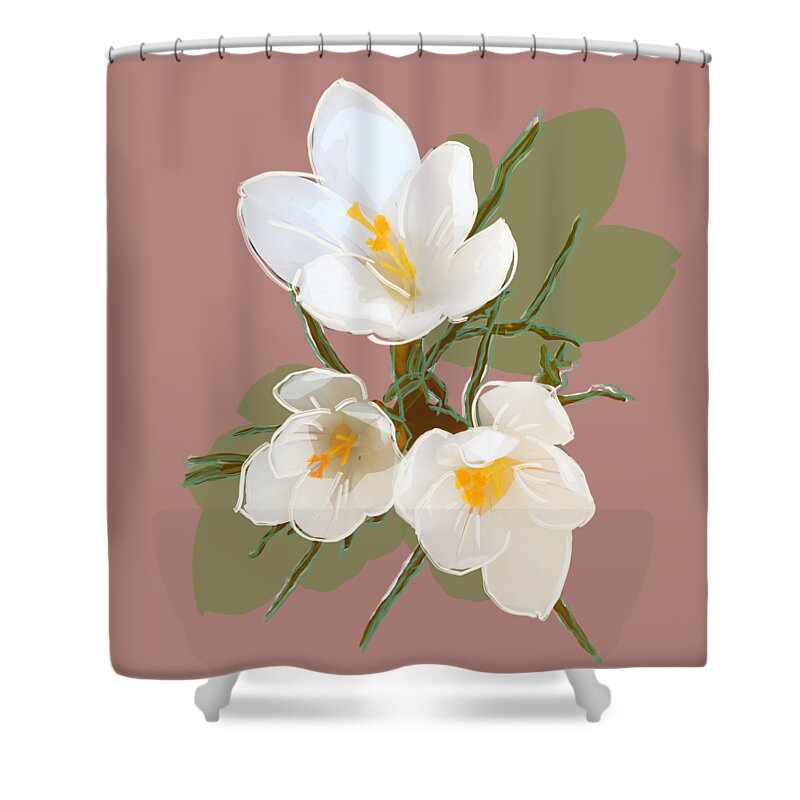 Flowers Shower Curtain featuring the mixed media Flower Blossom ONE by BFA Prints