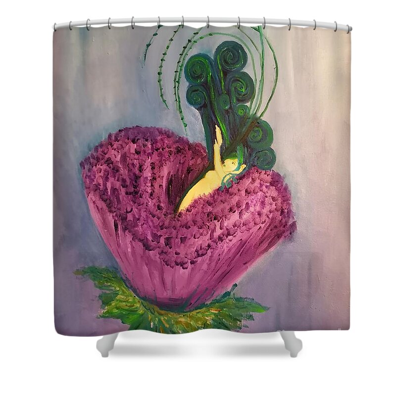 Oils Shower Curtain featuring the painting Flower fairy by Lisa Koyle