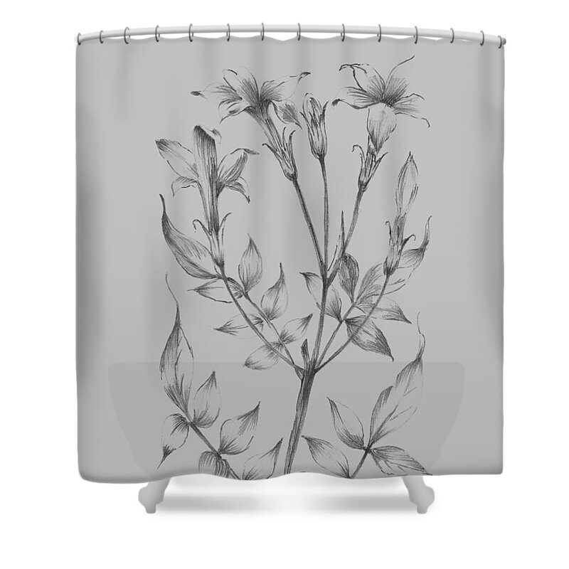 Flower Shower Curtain featuring the mixed media Flower Sketch II by Naxart Studio