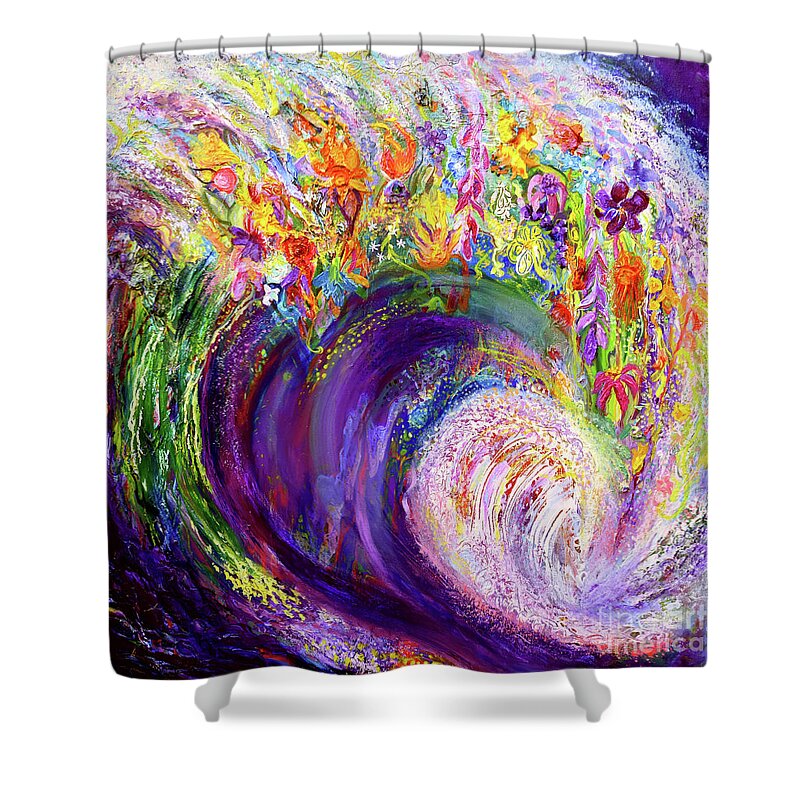 Impasto Shower Curtain featuring the painting Flower Wave by Anne Cameron Cutri