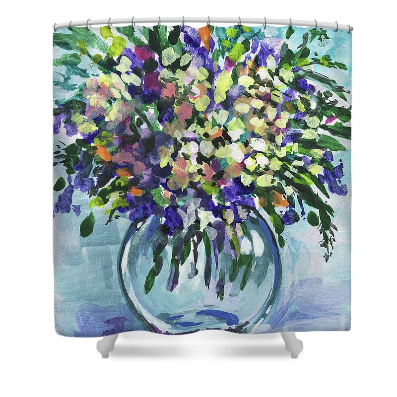 Cool Shower Curtain featuring the painting Flowers Bouquet Wildflowers Blast Floral Impressionism by Irina Sztukowski
