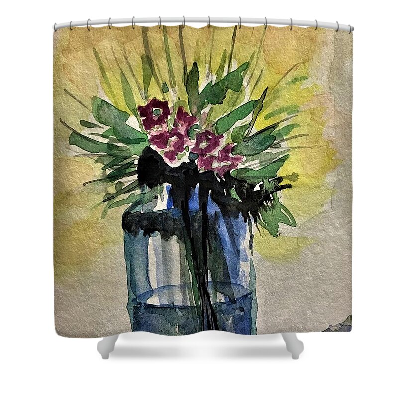 Flowers Shower Curtain featuring the painting Flowers In Vase by Julie Wittwer
