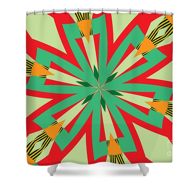 Green Shower Curtain featuring the mixed media Flowers Number 29 by Alex Caminker