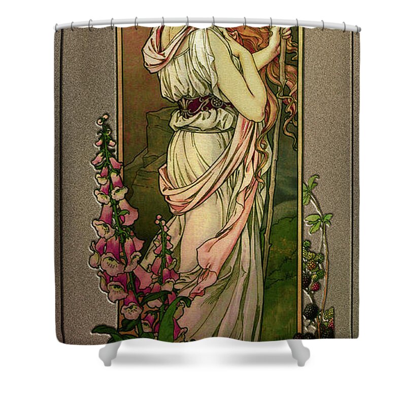 Flowers Of Mountains Shower Curtain featuring the painting Flowers Of Mountains by Elisabeth Sonrel by Rolando Burbon
