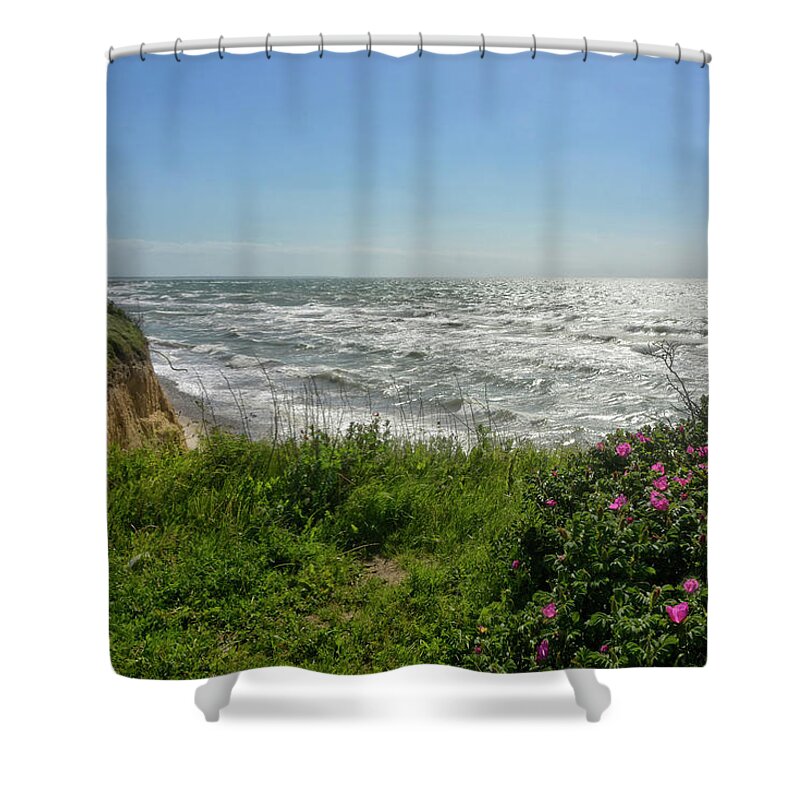 Sea Shower Curtain featuring the photograph flowery stormy Baltic shore by Joachim G Pinkawa