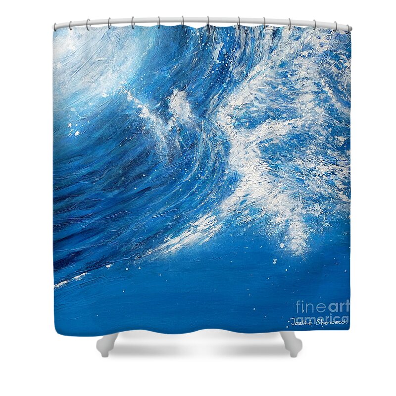 Ocean Shower Curtain featuring the painting Fluidity by Jackie Sherwood
