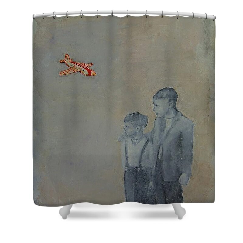 Children Shower Curtain featuring the painting Flyboys by Jean Cormier