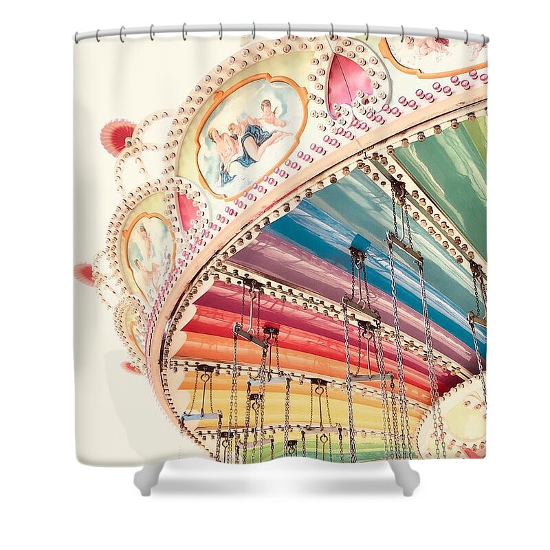 Flying Carousel Shower Curtain featuring the photograph Flying Carousel 1 - Six Flags America by Marianna Mills