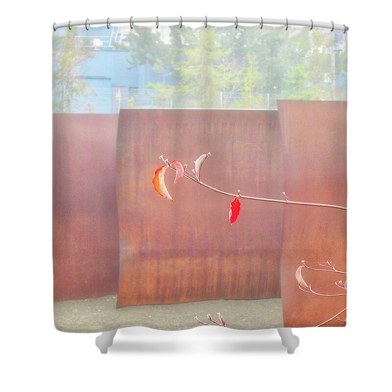 Sculpture Park Shower Curtain featuring the photograph Foggy day at the sculpture park by Segura Shaw Photography