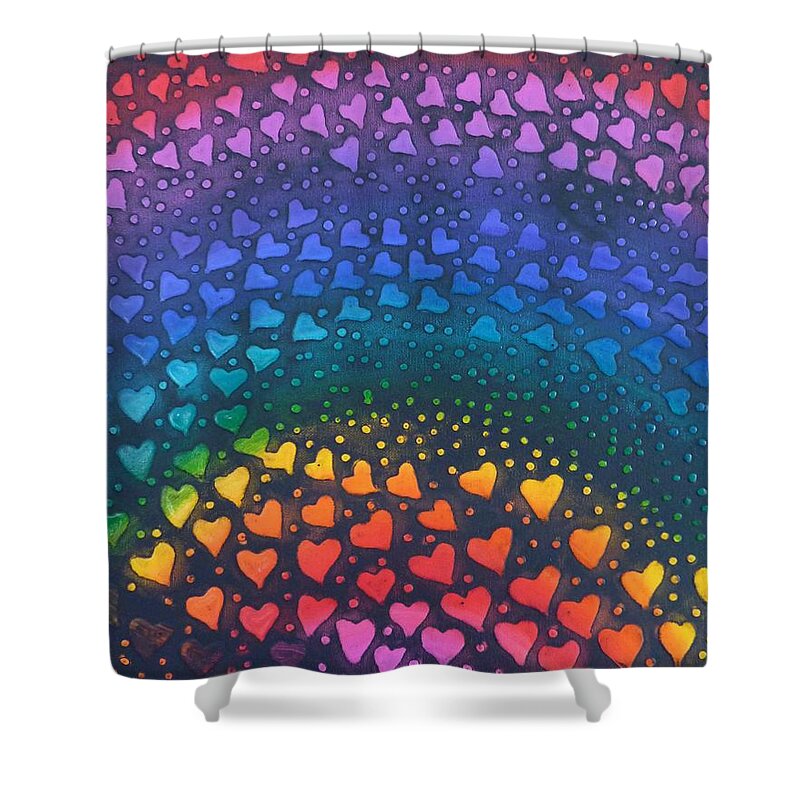 Touch Me Painting Shower Curtain featuring the painting Follow Your Heart to Happiness by Amelie Simmons
