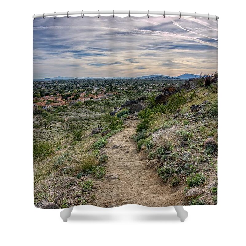 Sunsets Shower Curtain featuring the photograph Following The Desert Path by Anthony Giammarino