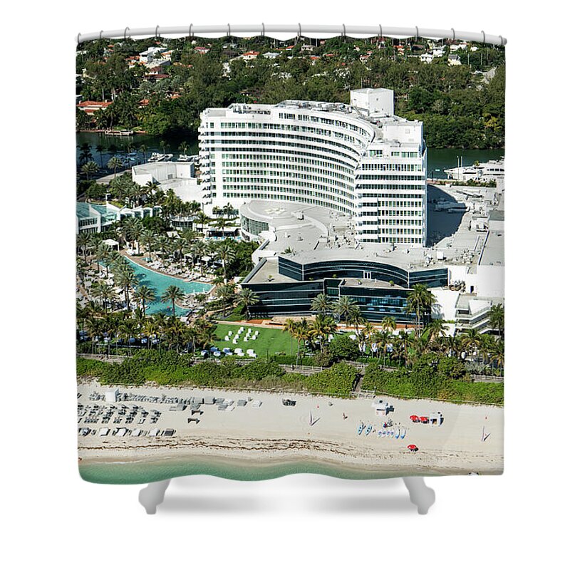 Fontainebleau Miami Beach Shower Curtain featuring the photograph Fontainebleau Miami Beach Aerial by David Oppenheimer
