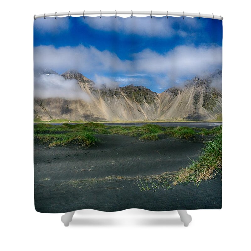 Iceland Shower Curtain featuring the photograph Footprints To Vestrahorn by Amanda Jones