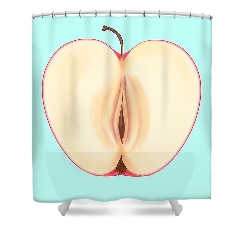 Apple Shower Curtain featuring the drawing Forbidden Fruit by Ludwig Van Bacon