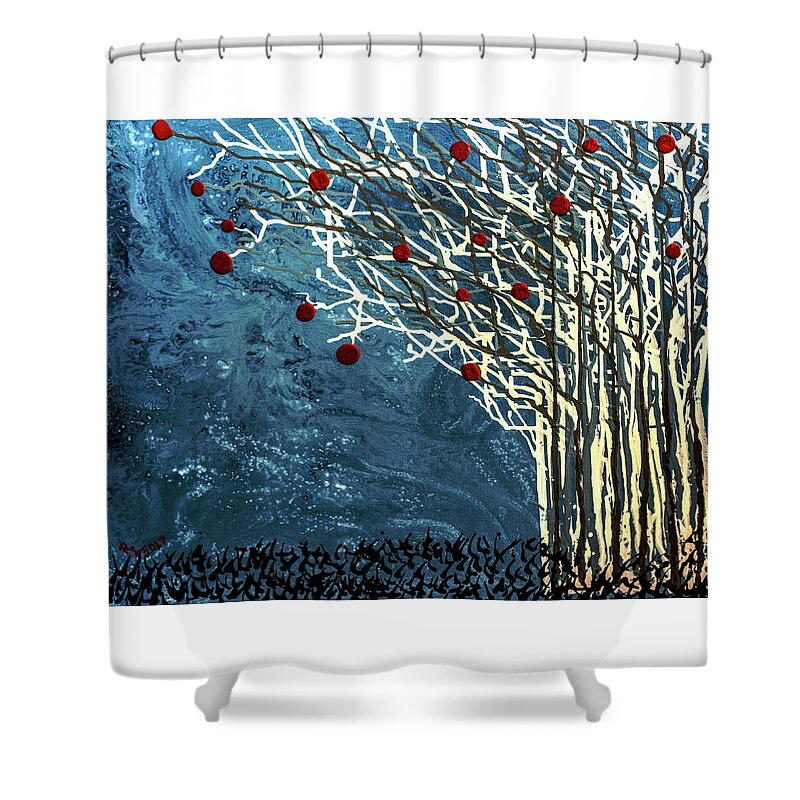 Abstract Shower Curtain featuring the painting Forbidden by Renee Logan