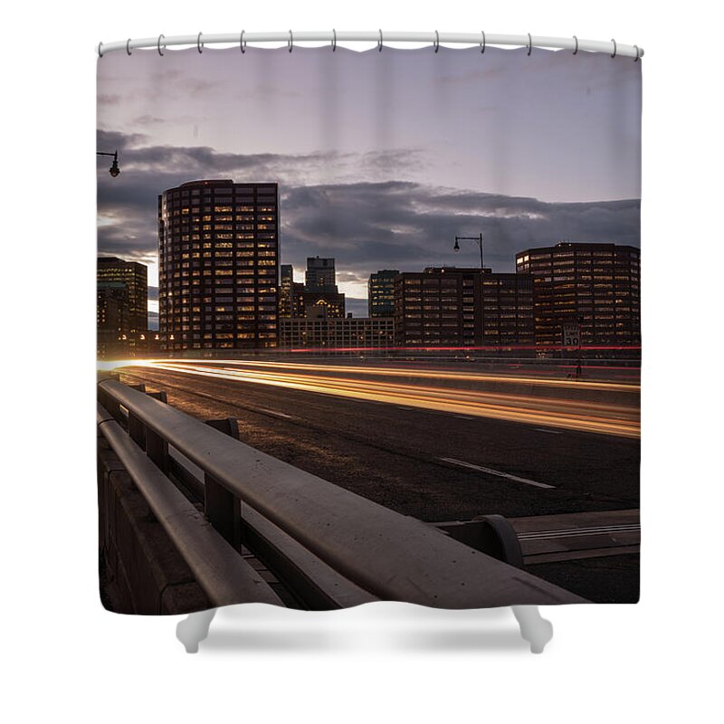 Scenery Shower Curtain featuring the photograph Founders Bridge Hartford CT by Kyle Lee