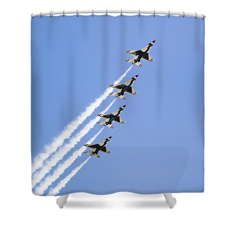 Air Force Thunderbirds Shower Curtain featuring the photograph Four Us Air Force F-16c Fighting by Visionsofamerica.com/joe Sohm