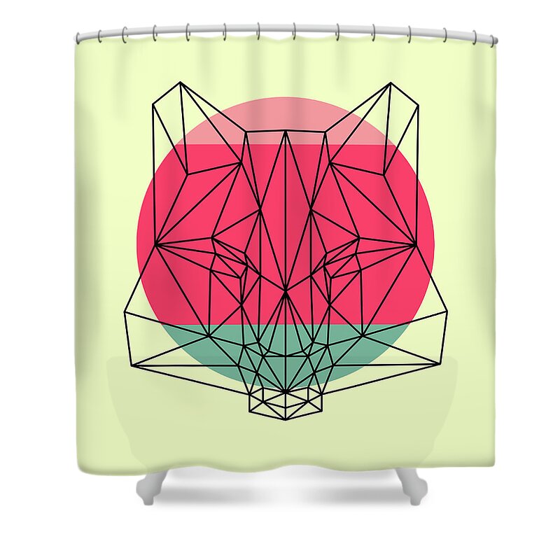 Fox Shower Curtain featuring the digital art Fox and Sunset by Naxart Studio