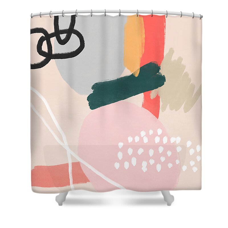 Modern Shower Curtain featuring the mixed media Fragments 3- Art by Linda Woods by Linda Woods