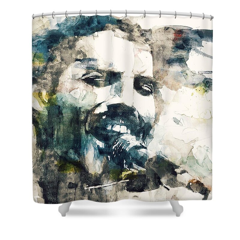 Queen Shower Curtain featuring the painting Freddie Mercury - Killer Queen by Paul Lovering