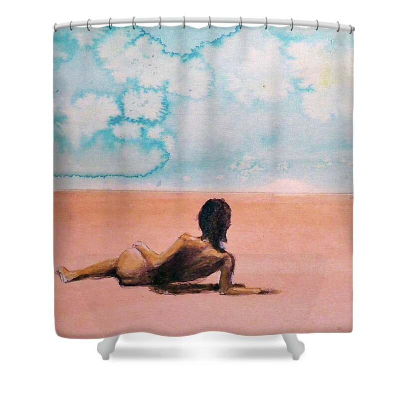 Water Nature People Travel Places Seascape Shower Curtain featuring the painting French Polynesia by Ed Heaton