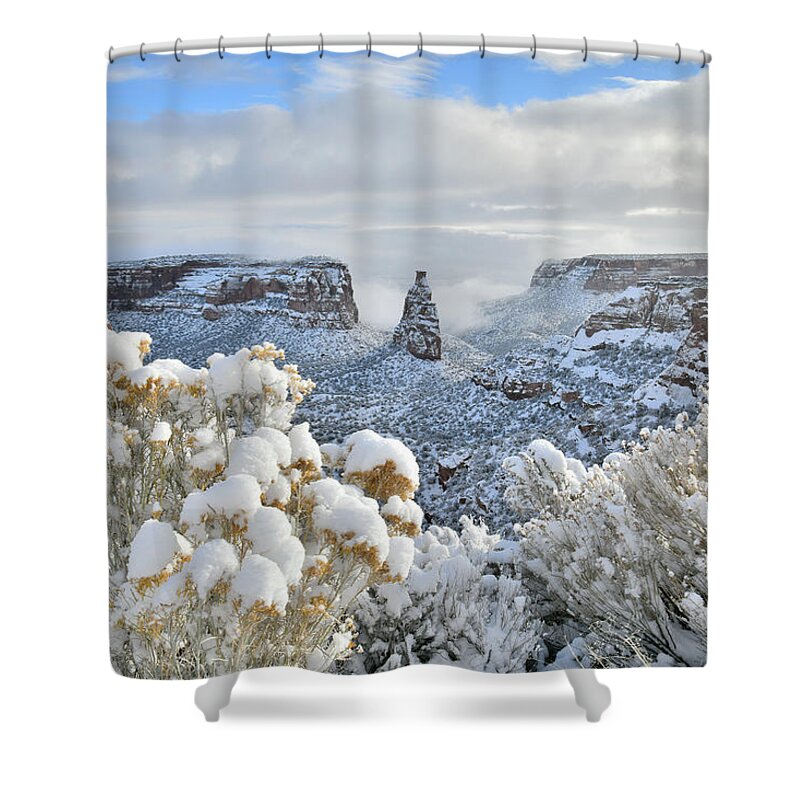 Colorado National Monument Shower Curtain featuring the photograph Fresh Snow at Independence Canyon by Ray Mathis