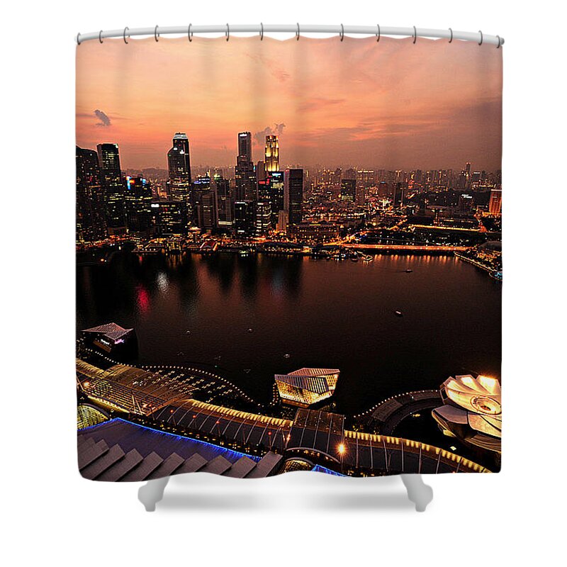 Scenics Shower Curtain featuring the photograph From Rooftop Of Marina Bay Sands Hotel by Photographed By Lee Leng Kiong (singapore)