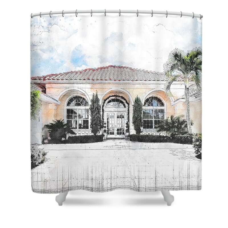 Florida Shower Curtain featuring the digital art Front Elevation by Rob Smith's