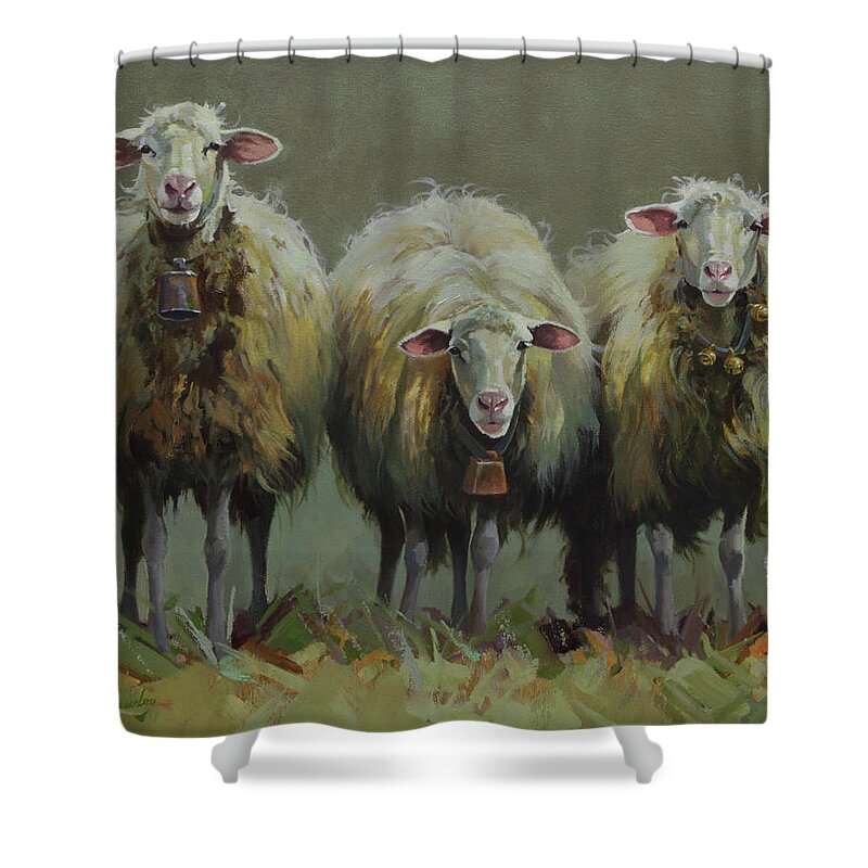 Farm Animals Shower Curtain featuring the painting Front Line by Carolyne Hawley