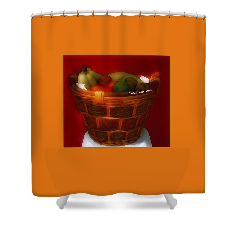 Art Shower Curtain featuring the digital art Fruit Art 37 by Miss Pet Sitter