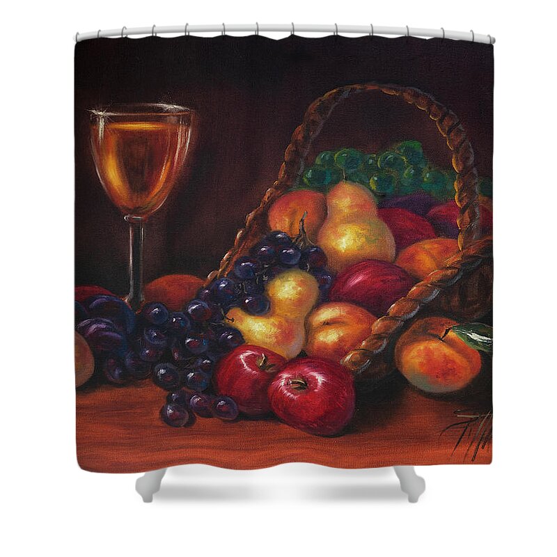 Still Life Shower Curtain featuring the painting Fruits of the Wine by Lynne Pittard