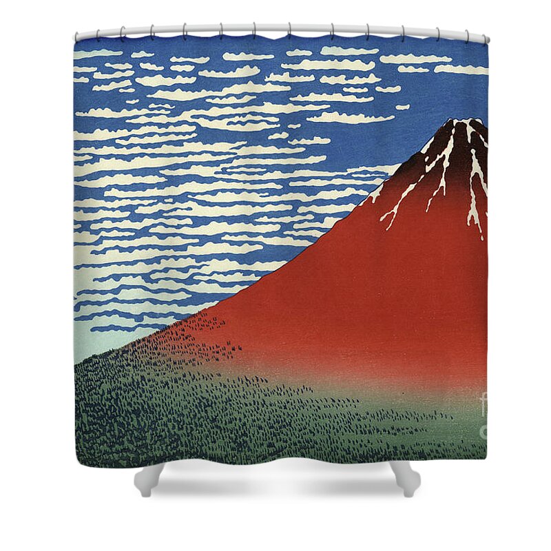 Hokusai Shower Curtain featuring the painting Fuji, Mountains In Clear Weather, From 36 Views Of Mount Fuji by Hokusai